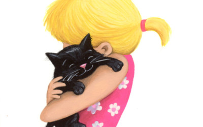 Girl and Black Cat